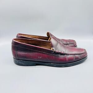 Bass Shoes Mens 12 Burgundy Leather Penny Loafers Slip On Moc Toe Dress Casual